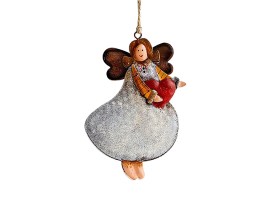 Adorno metalico angelito colgante Navidad